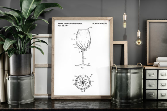 Download Wine Glass Patent Art Poster Drawing - Premium Resources