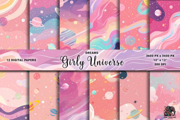 Download Pink Space Girly Universe Digital Paper - Universe Collection