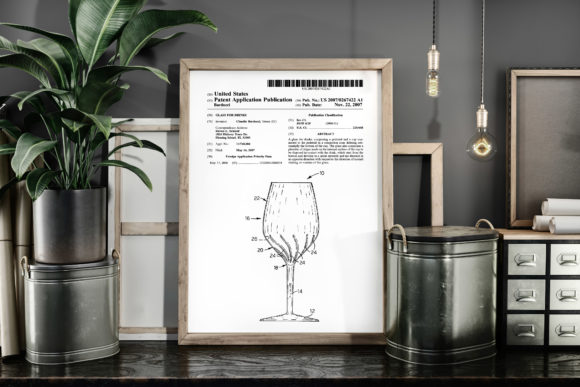 Download Wine Glass Patent Art Poster Blueprint - Premium Resources