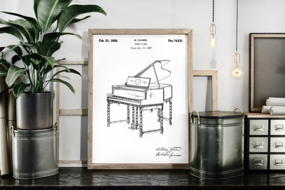 Download Grand Piano 1928 Vintage Patent Poster - 1928 Collection