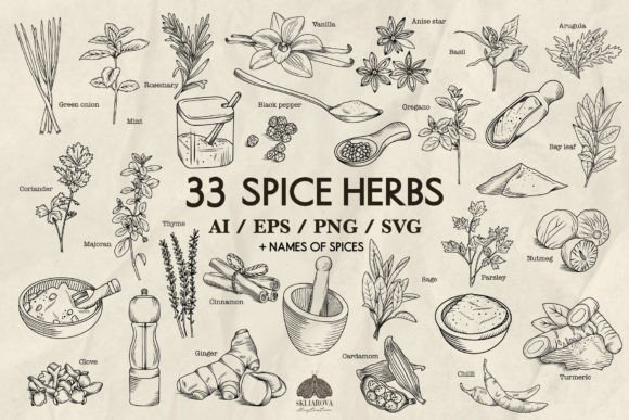 Download Spices and Kitchen Herbs Svg Png Eps - Eps Collection