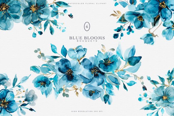 Download Watercolor Blue Flowers Clipart - Summer - Premium Resources